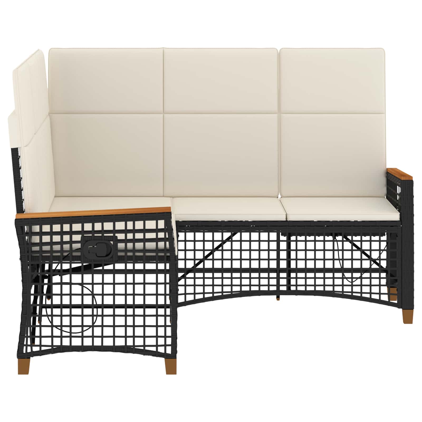 vidaXL Garten Liegesofa Set Schwarz und Cremeweiß 164 x 164 x 112 cm