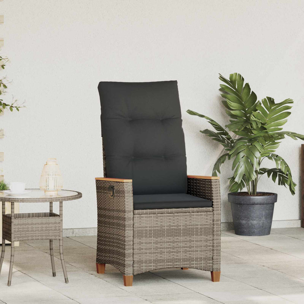 vidaXL Verstellbarer Gartenstuhl Hellgrau und Dunkelgrau Poly-Rattan