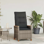vidaXL Verstellbarer Gartenstuhl Hellgrau und Dunkelgrau Poly-Rattan