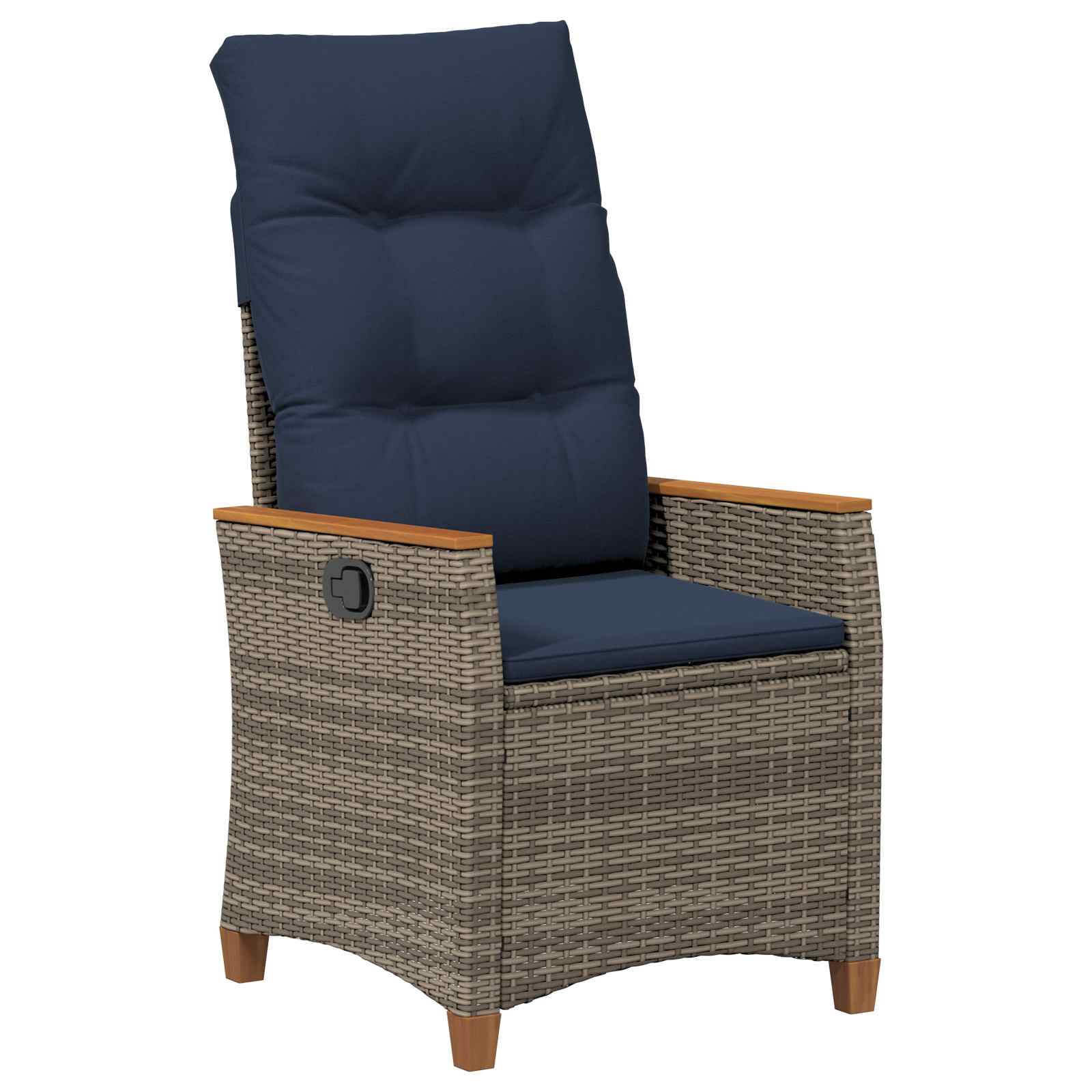 vidaXL Verstellbarer Gartenstuhl 2 pcs Grau und Marineblau Poly-Rattan