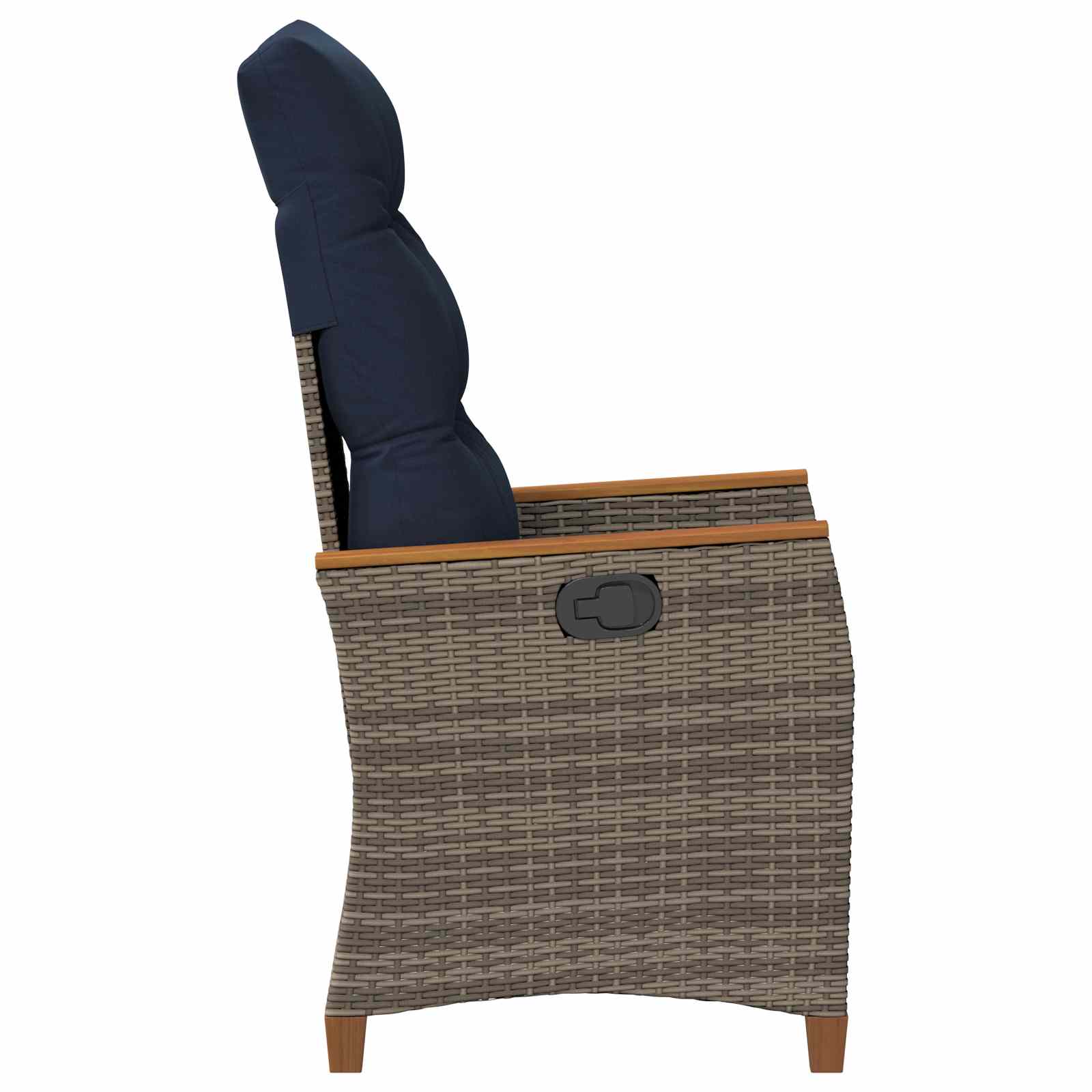vidaXL Verstellbarer Gartenstuhl 2 pcs Grau und Marineblau Poly-Rattan