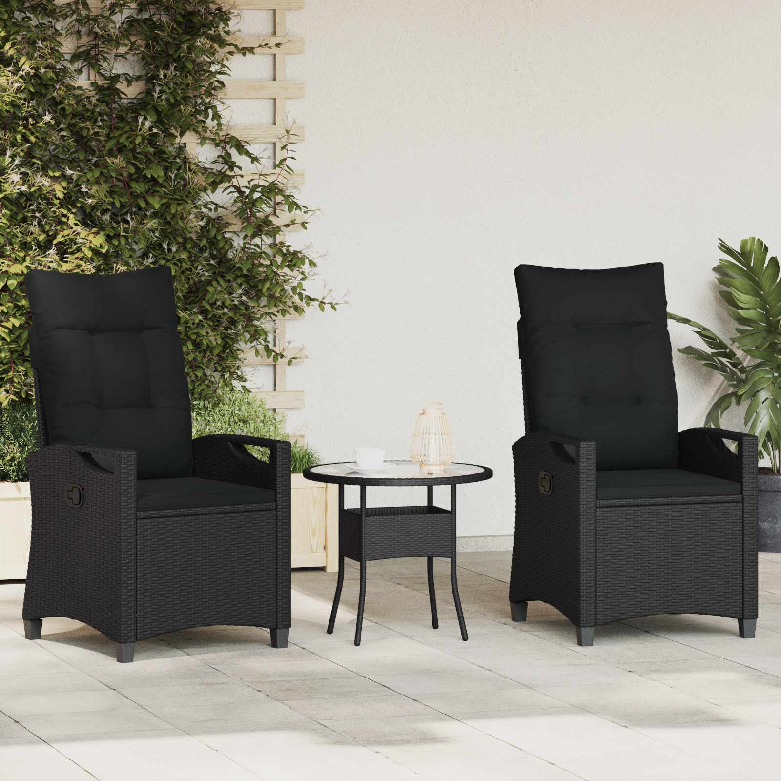 vidaXL Gartenstuhl 2 pcs Schwarz 56 x 64 x 94 cm Stahl und Polyester