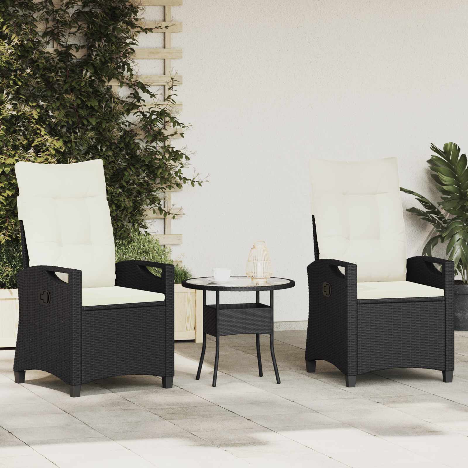 vidaXL Gartenstuhl 2 pcs Schwarz und Creme 56 x 60 x 112 cm