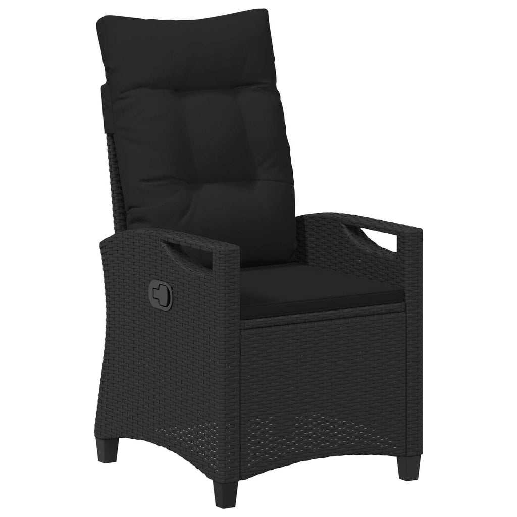 vidaXL Verstellbarer Gartenstuhl Schwarz 56 x 60 x 112 cm Poly-Rattan