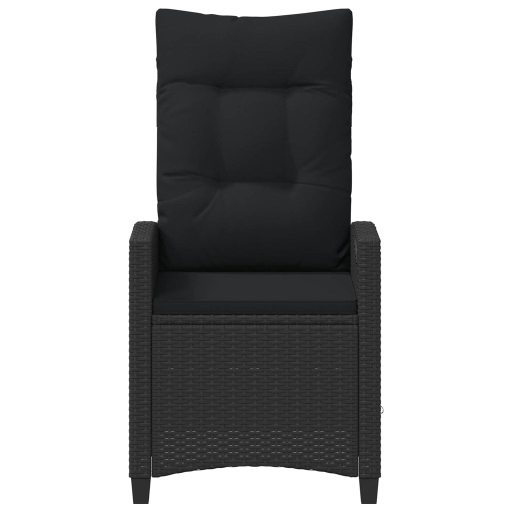 vidaXL Verstellbarer Gartenstuhl Schwarz 56 x 60 x 112 cm Poly-Rattan