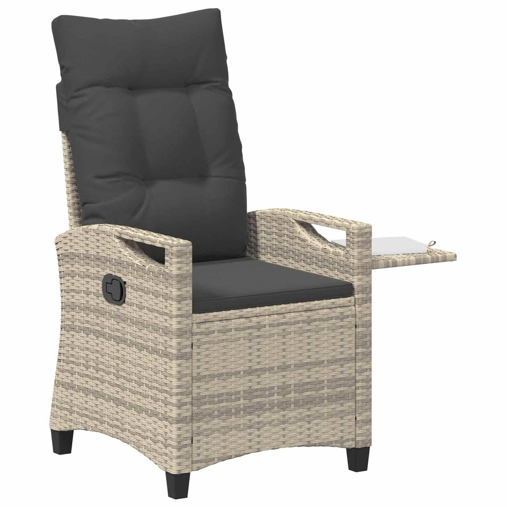 vidaXL Verstellbarer Gartenstuhl Hellgrau und Dunkelgrau Poly-Rattan