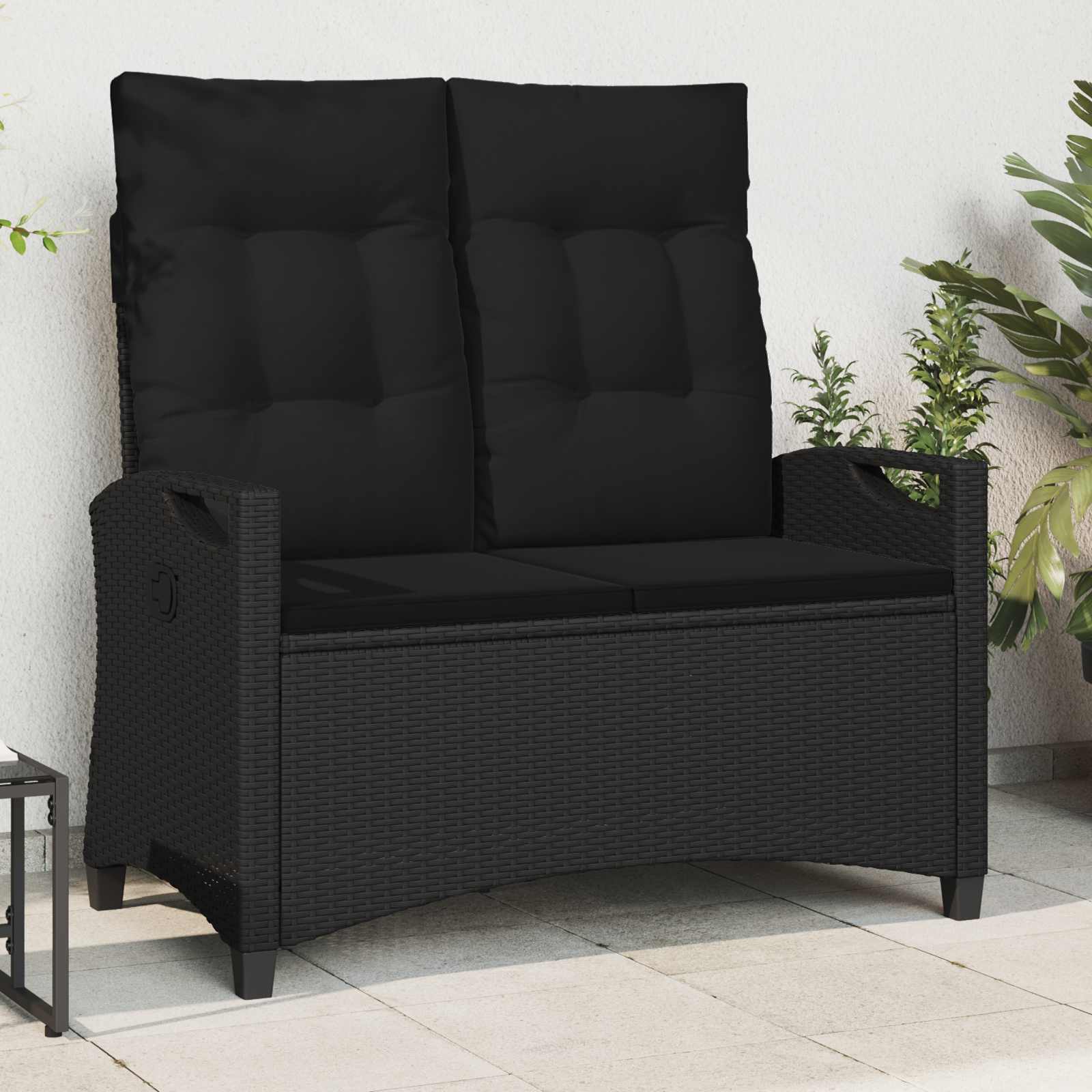 vidaXL Gartenbank Schwarz 105 x 60 x 112 cm Stahl und Polyester