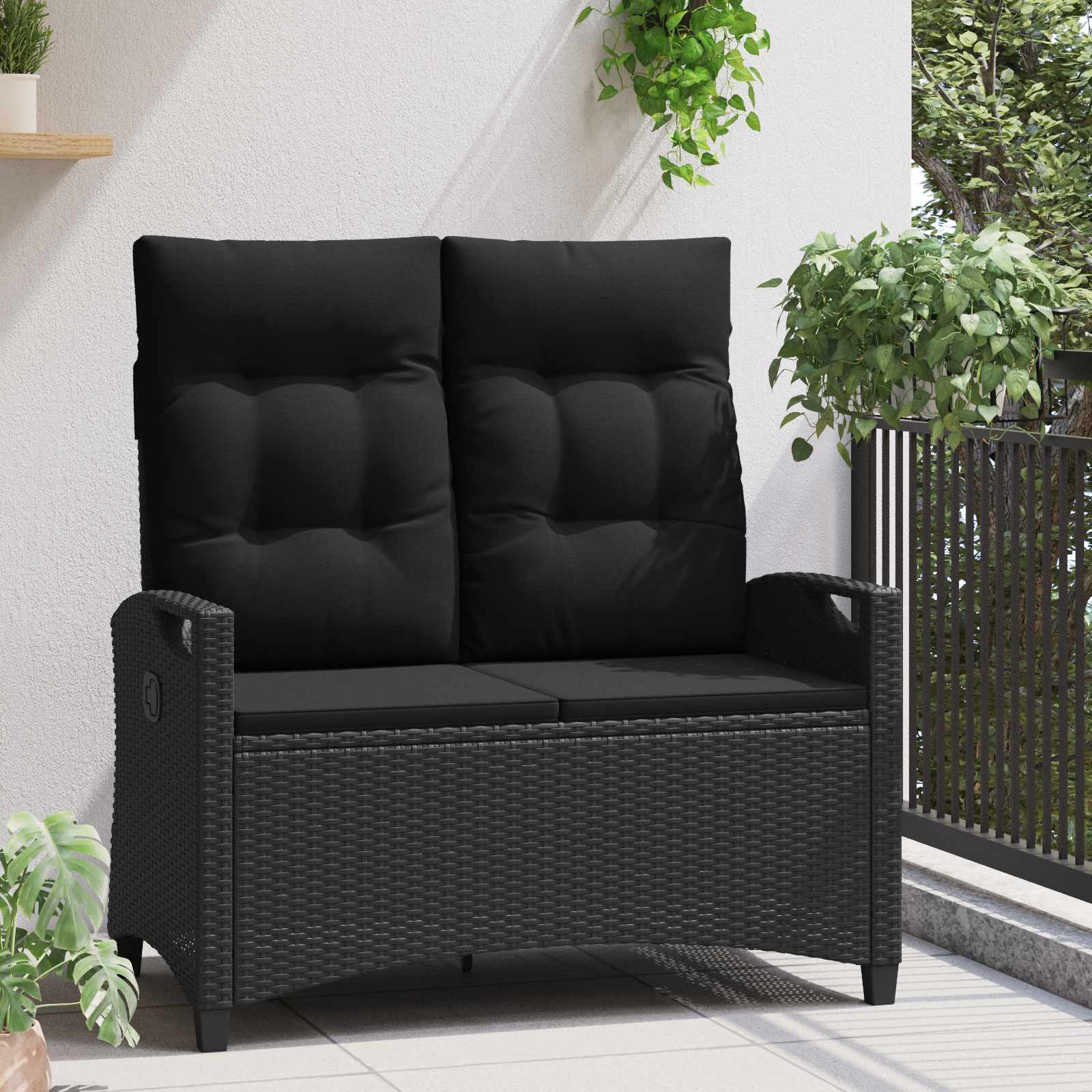 vidaXL Gartenbank Schwarz 105 x 60 x 112 cm Stahl und Polyester