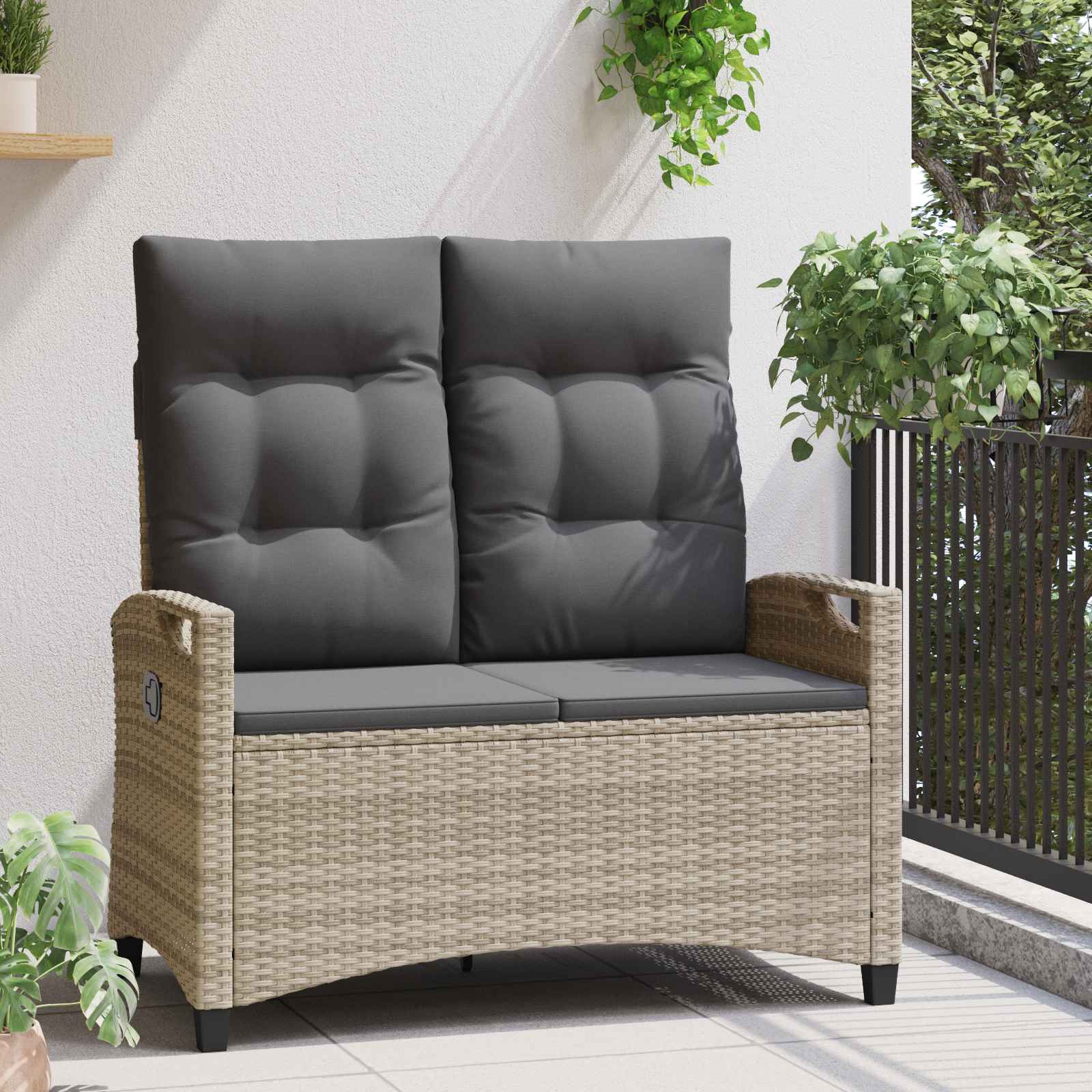 vidaXL Gartenbank mit Kissen 105 x 60 x 112 cm Stahl