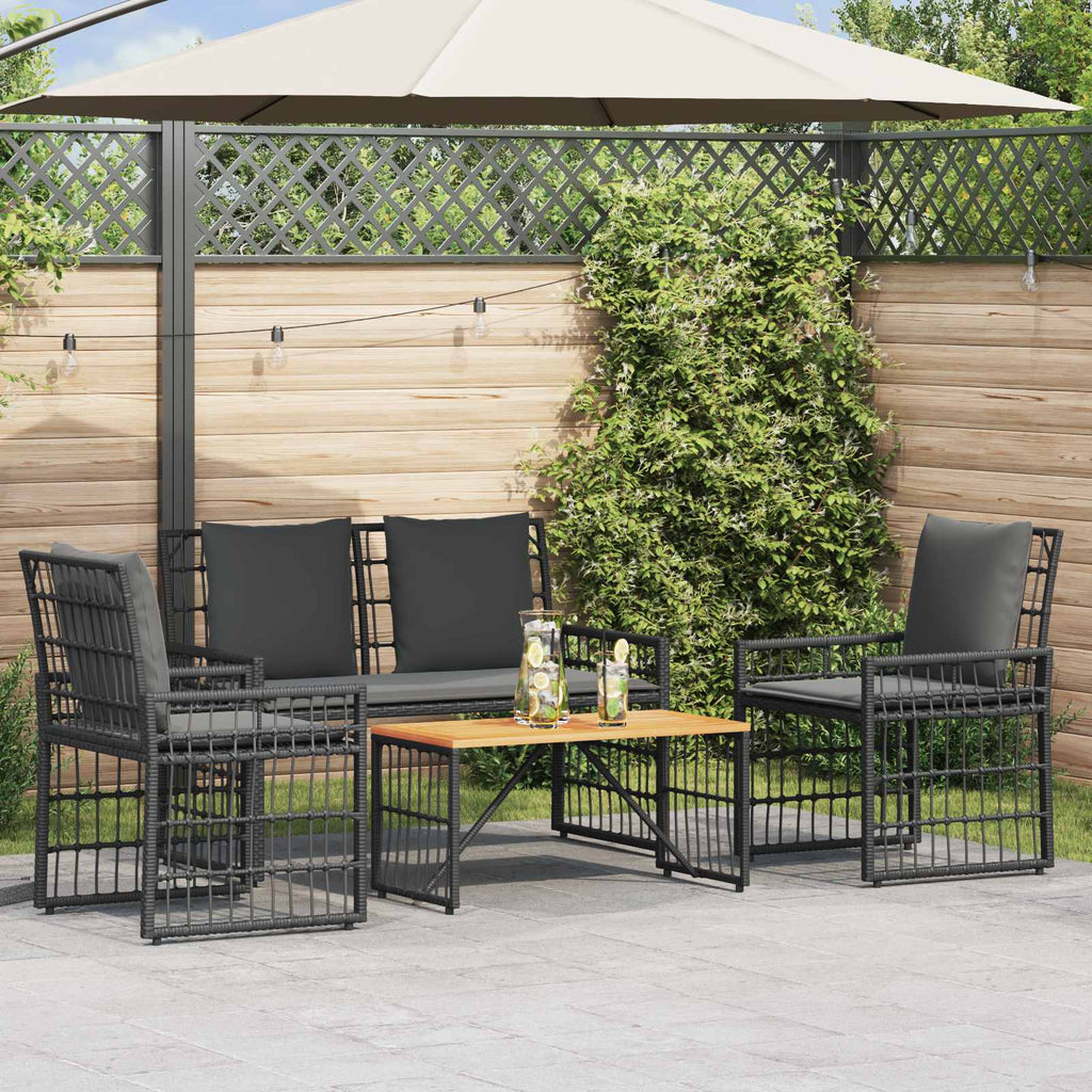vidaXL Gartenmöbel Set 4 pcs Schwarz und Dunkelgrau