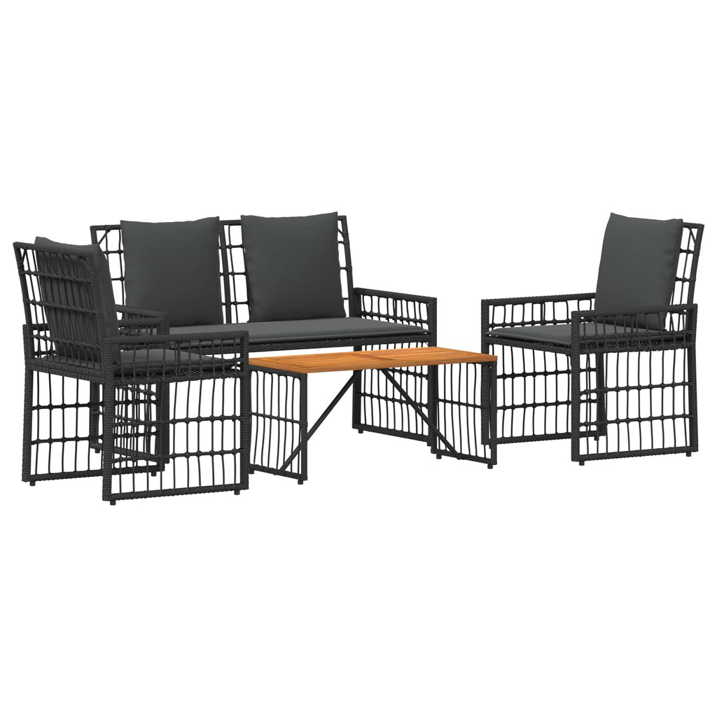 vidaXL Gartenmöbel Set 4 pcs Schwarz und Dunkelgrau