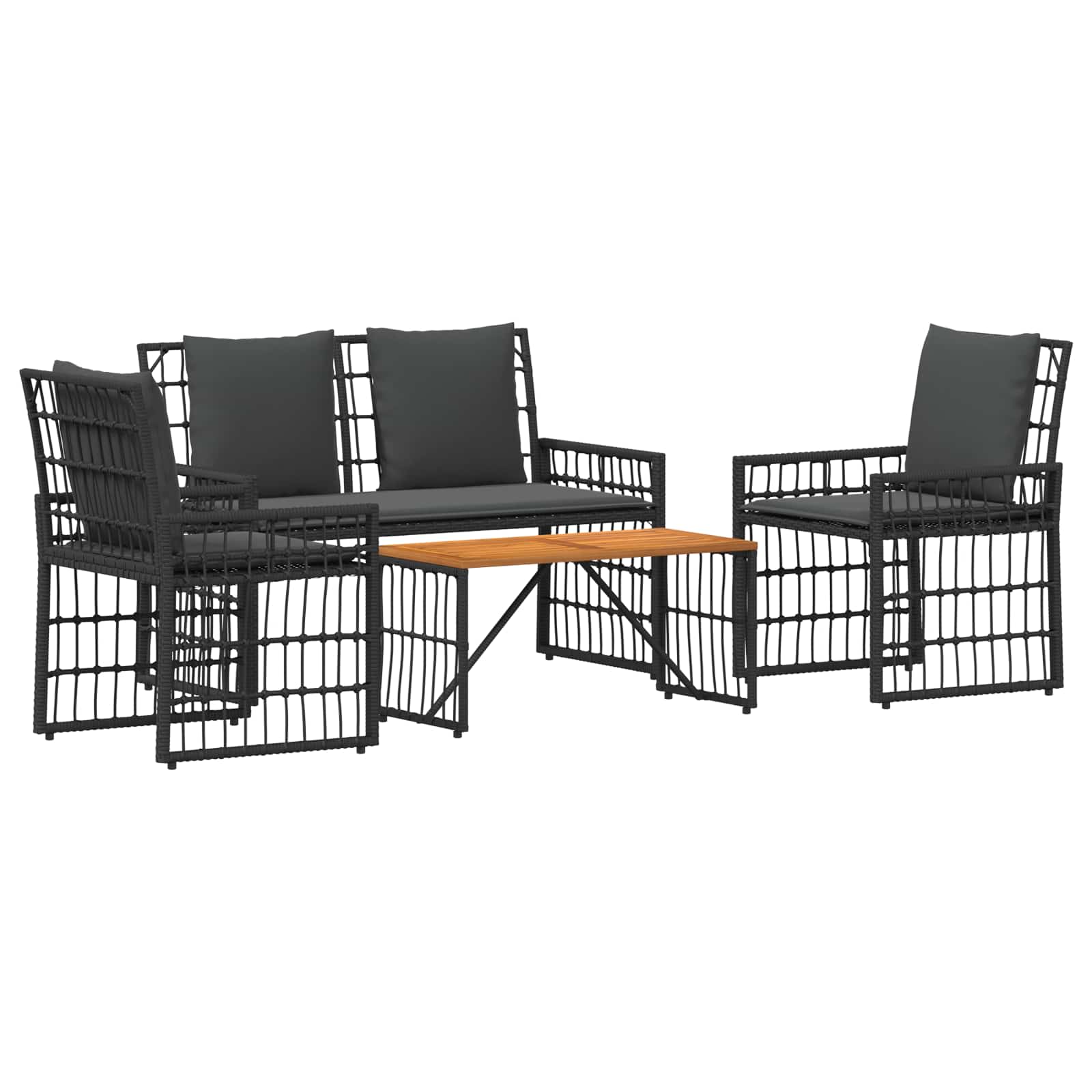 vidaXL Gartenmöbel Set 4 pcs Schwarz und Dunkelgrau