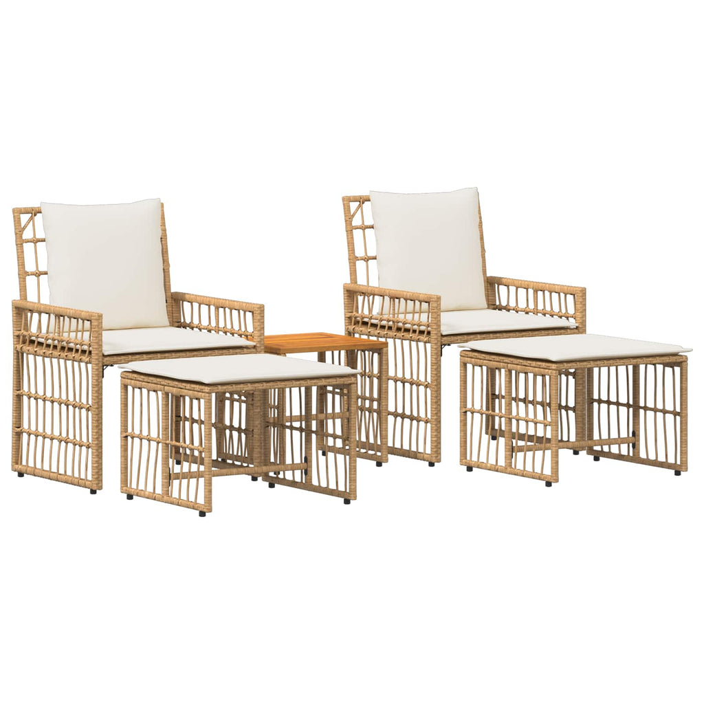 vidaXL Gartenmöbel Set 5 pcs Natürlich und Cremweiß