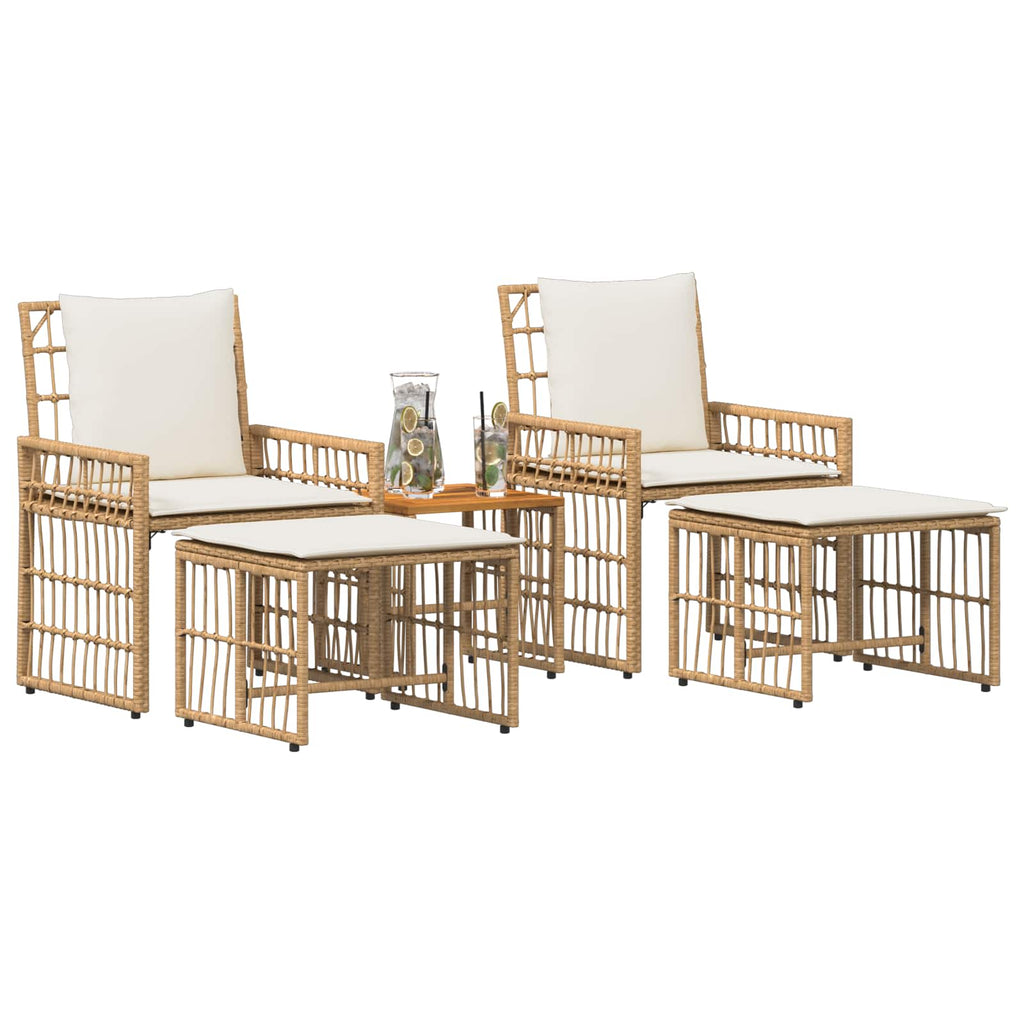 vidaXL Gartenmöbel Set 5 pcs Natürlich und Cremweiß