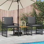 vidaXL Gartenmöbel Set 3 pcs Schwarz und Dunkelgrau