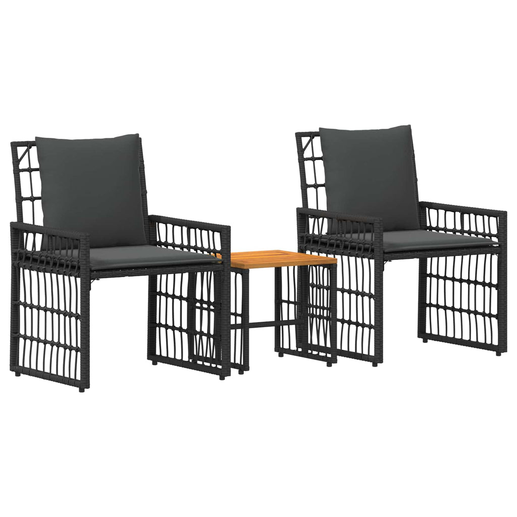 vidaXL Gartenmöbel Set 3 pcs Schwarz und Dunkelgrau