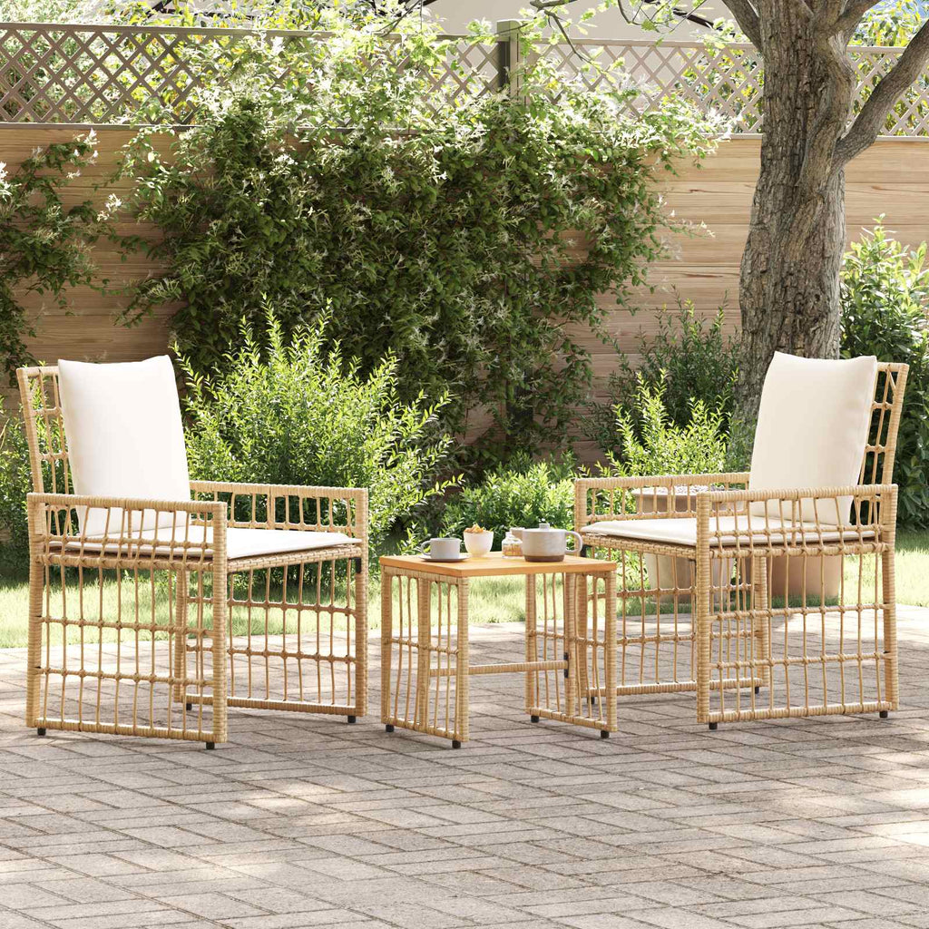 vidaXL Gartenmöbel Set 3 pcs Natürlich und Cremweiß