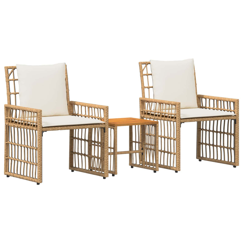 vidaXL Gartenmöbel Set 3 pcs Natürlich und Cremweiß