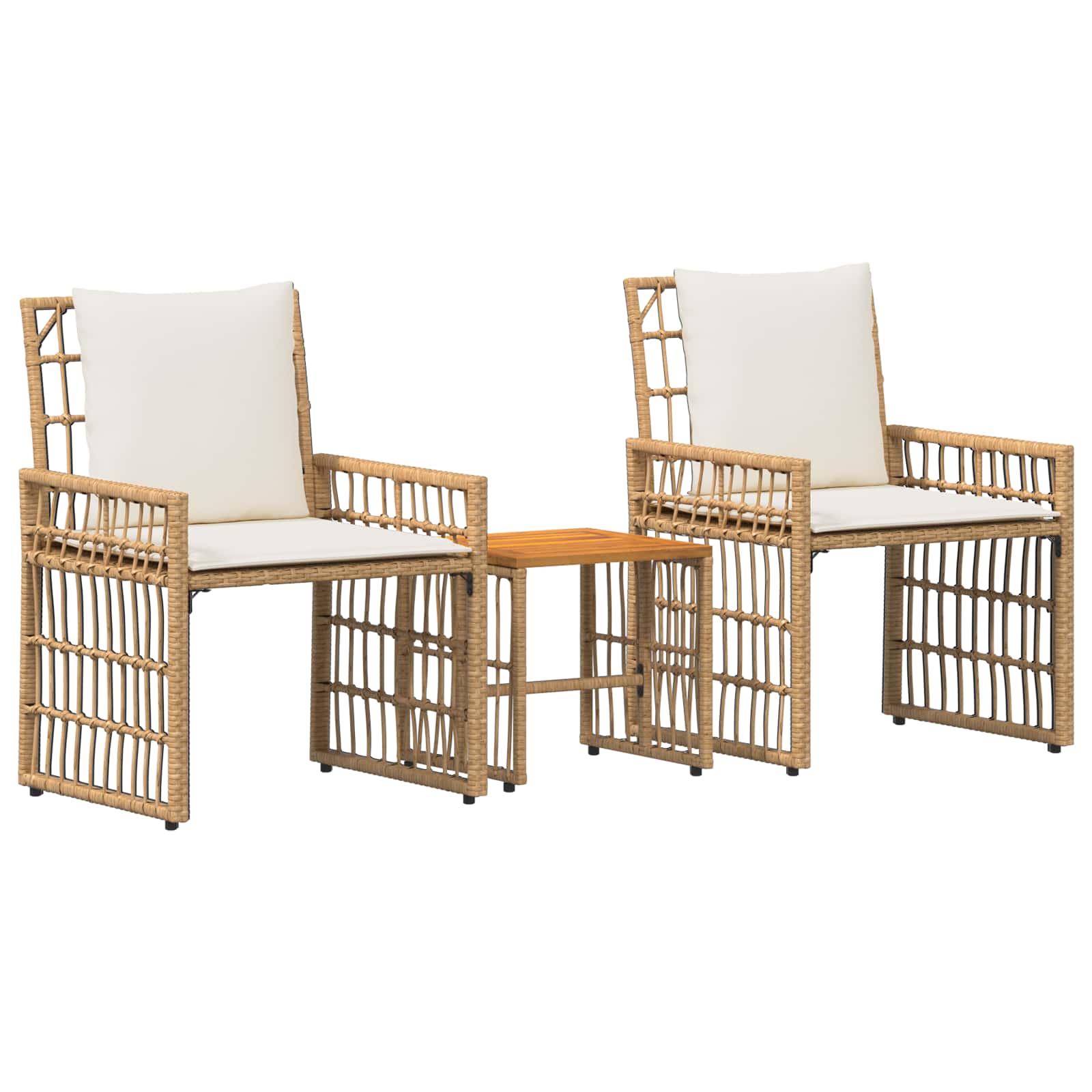 vidaXL Gartenmöbel Set 3 pcs Natürlich und Cremweiß