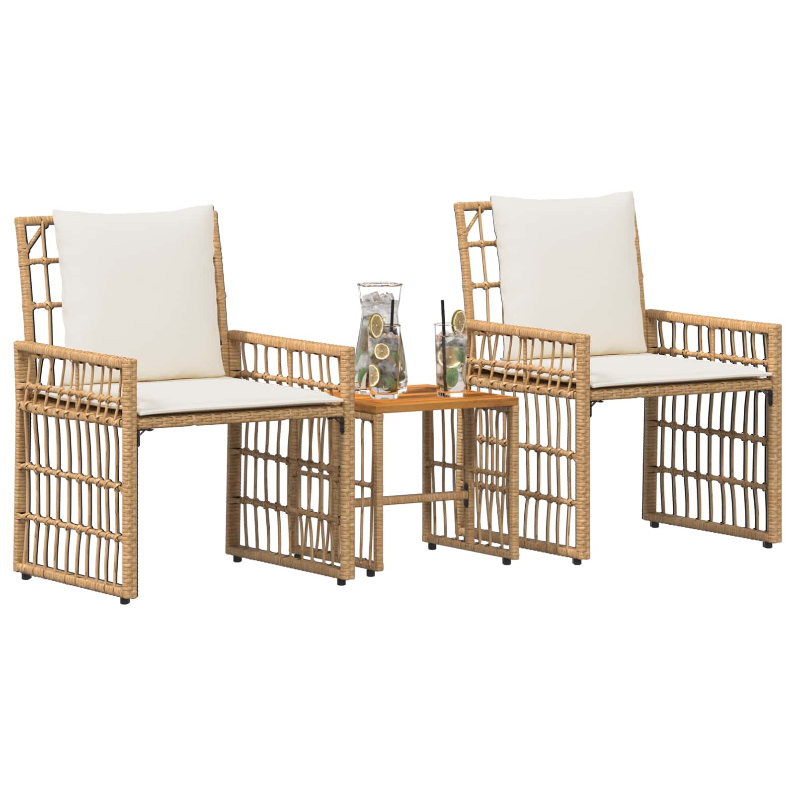 vidaXL Gartenmöbel Set 3 pcs Natürlich und Cremweiß