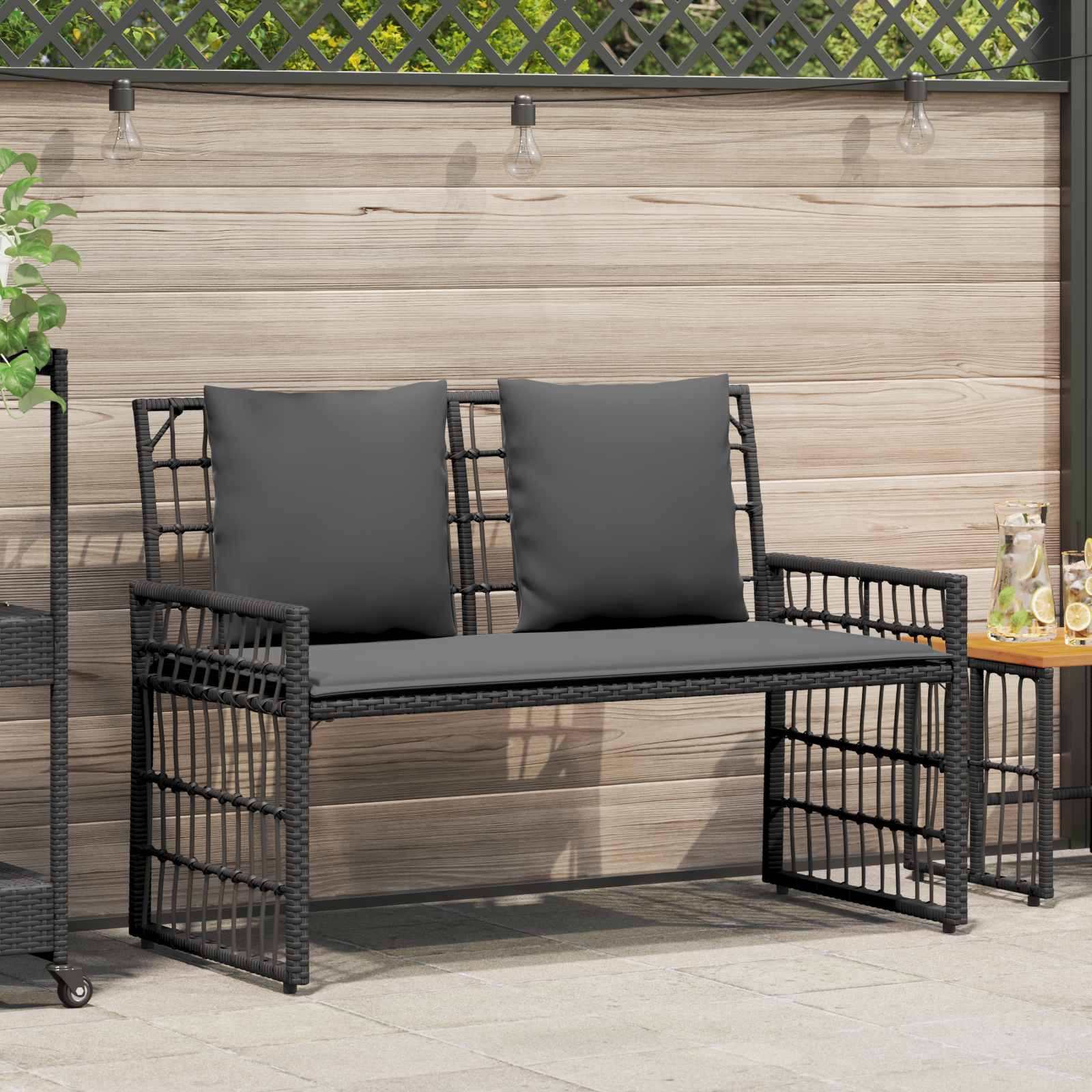vidaXL Bank Outdoor Uni Schwarz und Dunkelgrau 116 x 55 x 82 cm