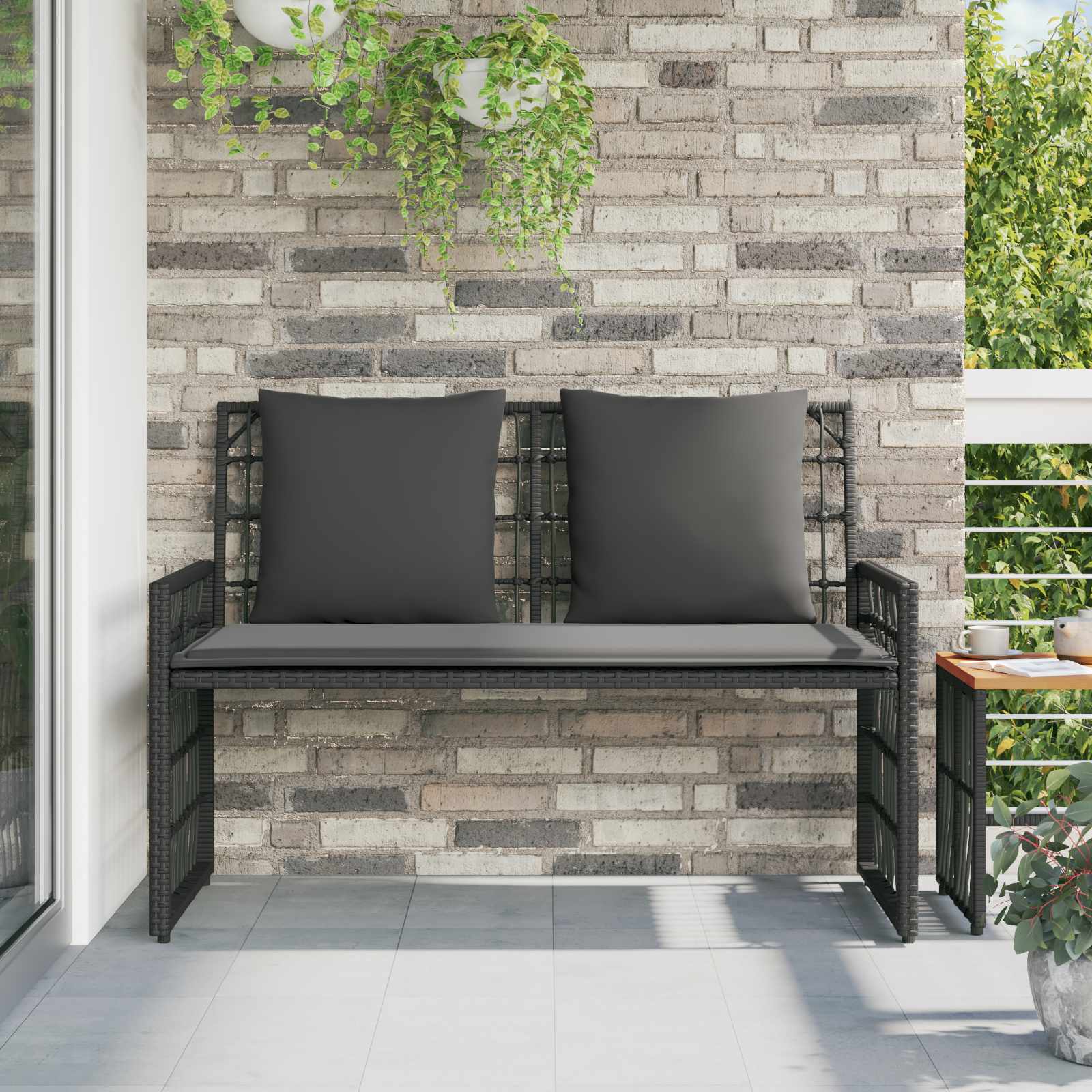 vidaXL Bank Outdoor Uni Schwarz und Dunkelgrau 116 x 55 x 82 cm