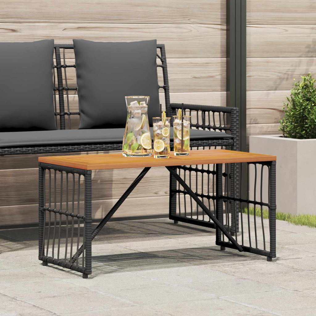 vidaXL Tisch für Outdoor Schwarz 80 x 40 x 40 cm Stahl und Poly Rattan