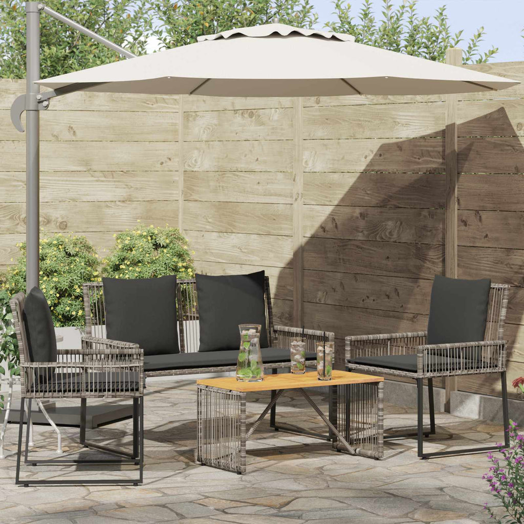 vidaXL Gartenmöbel Set 9 pcs Grau und Dunkelgrau Poly-Rattan