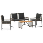 vidaXL Gartenmöbel Set 9 pcs Grau und Dunkelgrau Poly-Rattan