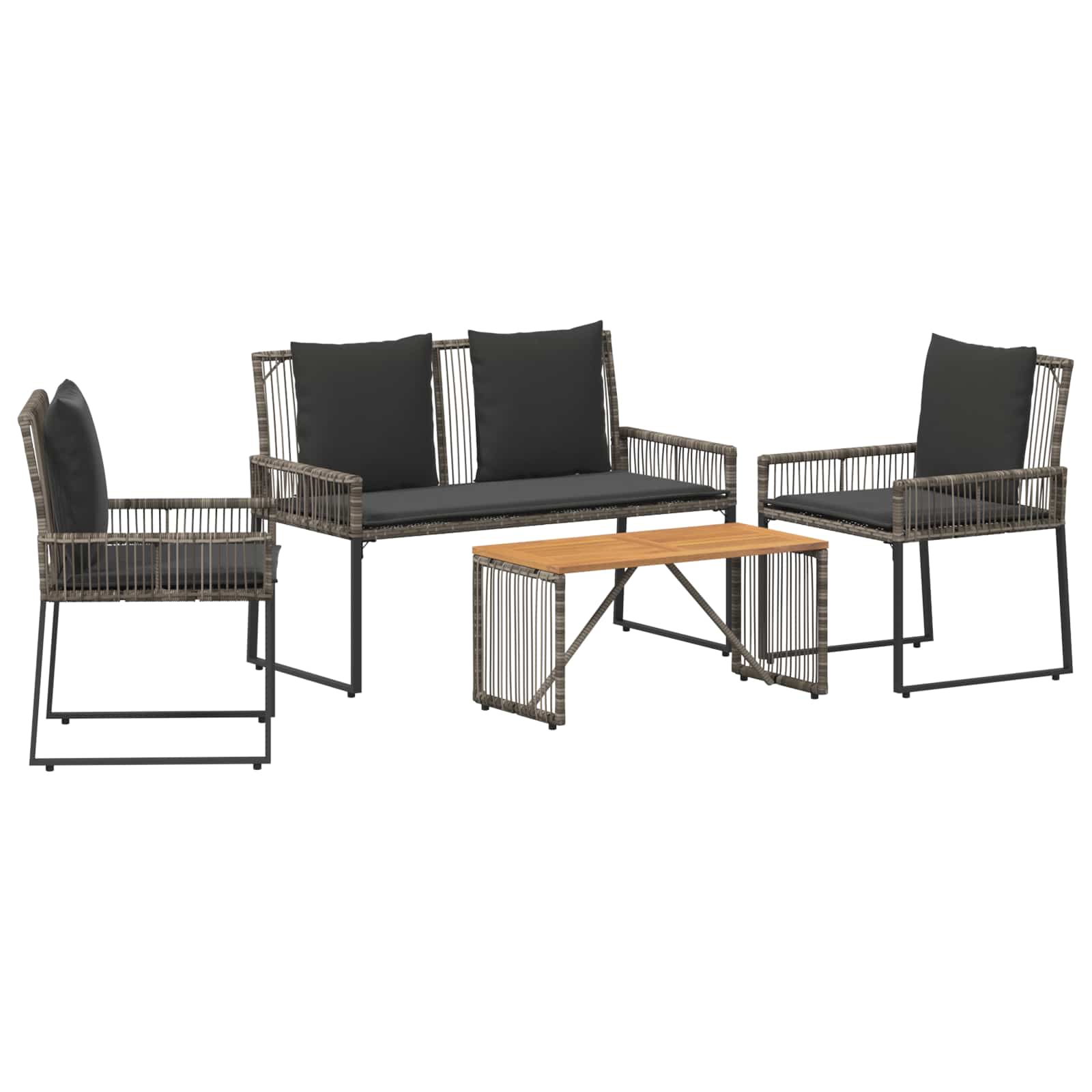 vidaXL Gartenmöbel Set 9 pcs Grau und Dunkelgrau Poly-Rattan