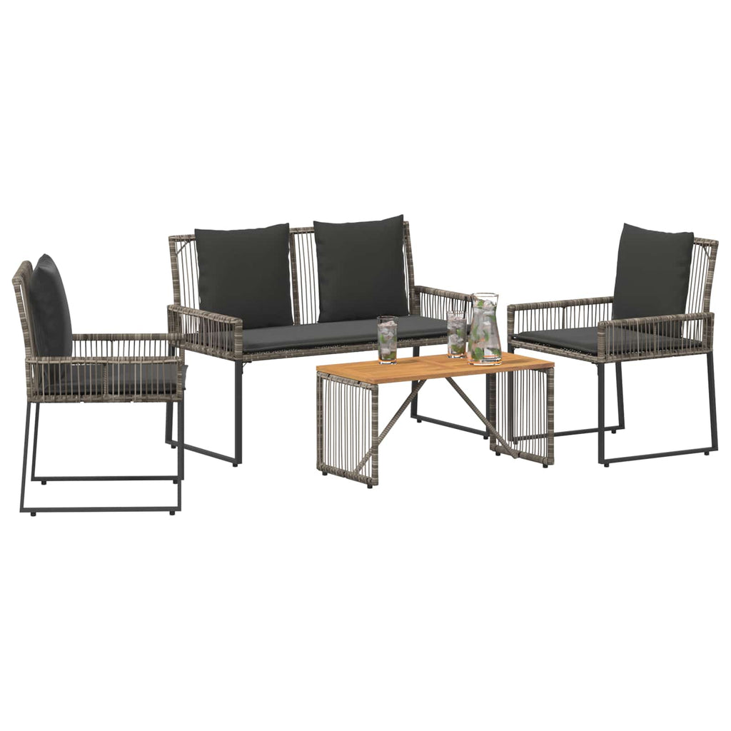 vidaXL Gartenmöbel Set 9 pcs Grau und Dunkelgrau Poly-Rattan