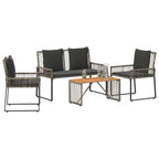 vidaXL Gartenmöbel Set 9 pcs Grau und Dunkelgrau Poly-Rattan