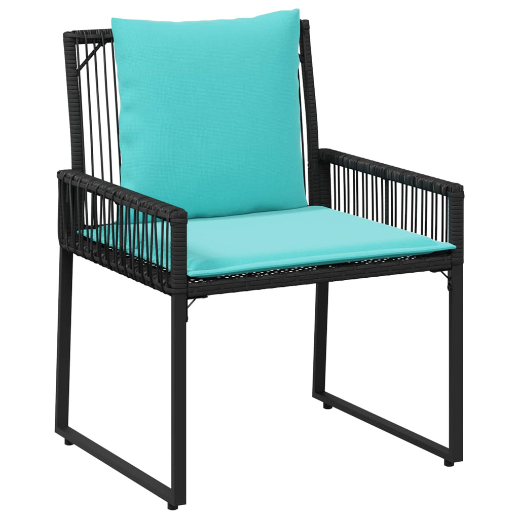 vidaXL Gartenmöbel Set mit Kissen 9 pcs Schwarz und Türkis Poly-Rattan
