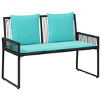 vidaXL Gartenmöbel Set mit Kissen 9 pcs Schwarz und Türkis Poly-Rattan