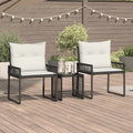 vidaXL Gartenmöbel Set 7 pcs Schwarz und Cremeweiß Poly-Rattan