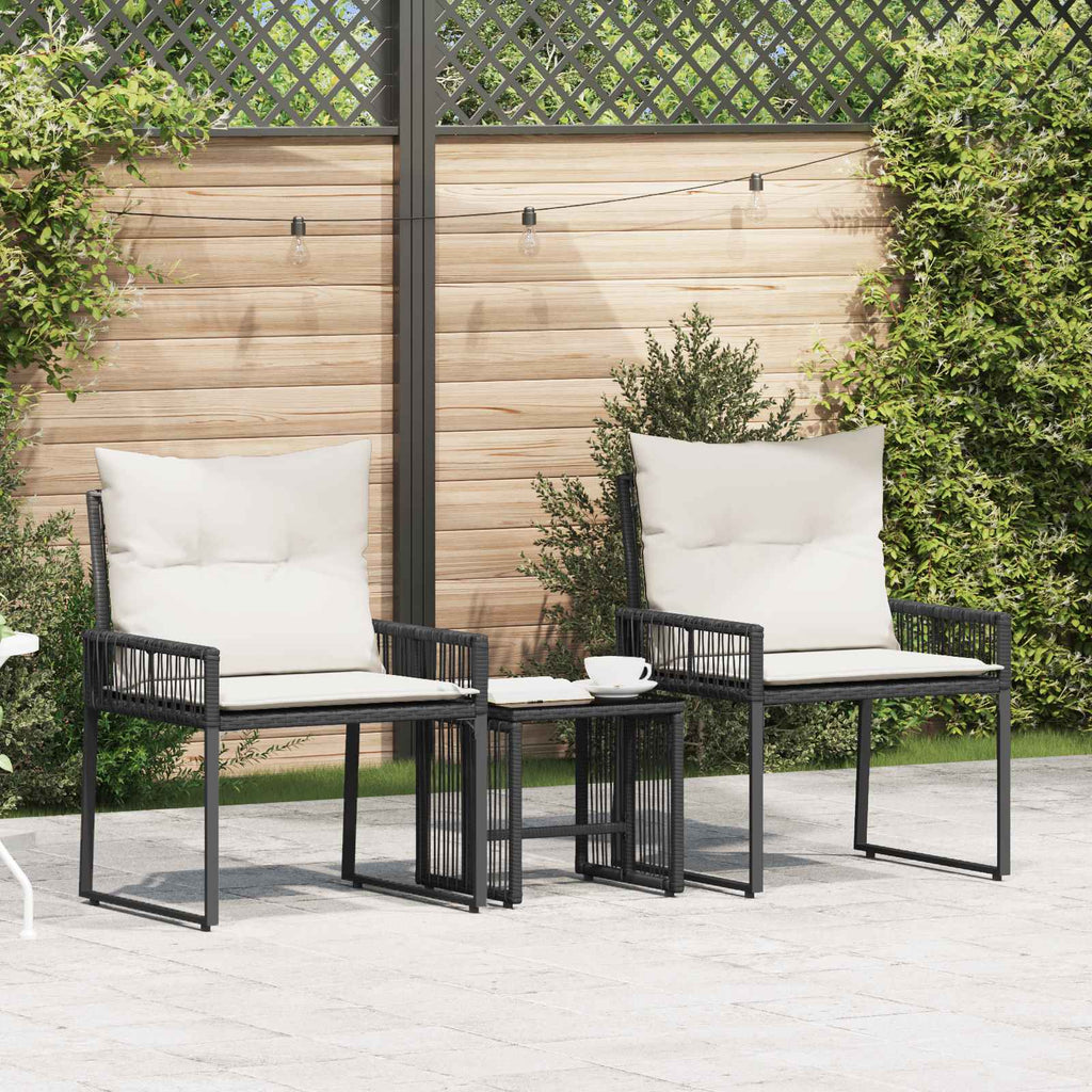 vidaXL Gartenmöbel Set 7 pcs Schwarz und Cremeweiß Poly-Rattan