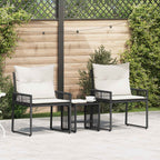 vidaXL Gartenmöbel Set 7 pcs Schwarz und Cremeweiß Poly-Rattan