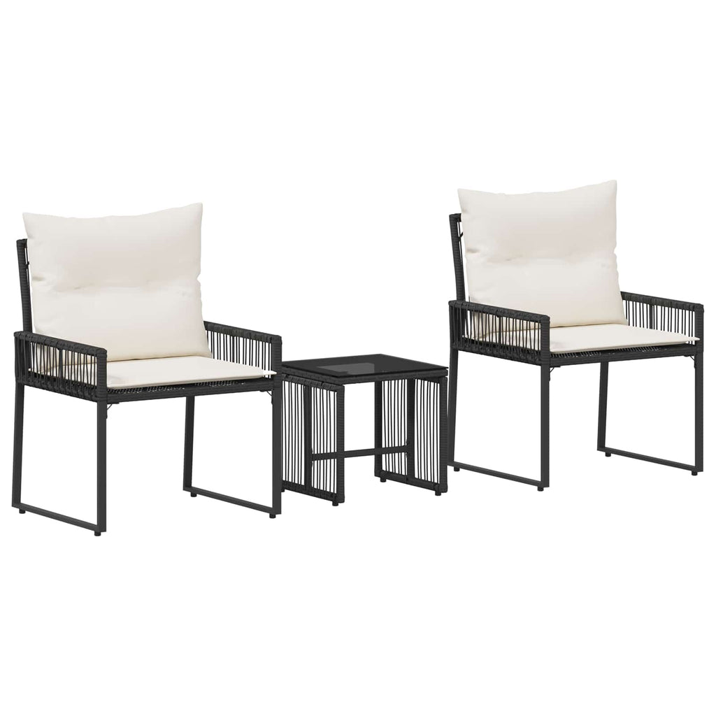 vidaXL Gartenmöbel Set 7 pcs Schwarz und Cremeweiß Poly-Rattan