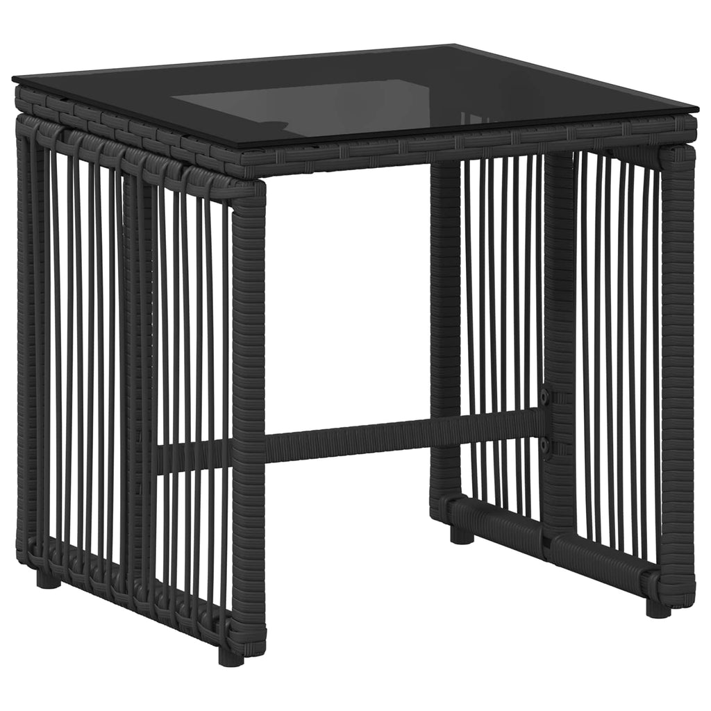 vidaXL Gartenmöbel Set 7 pcs Schwarz und Cremeweiß Poly-Rattan