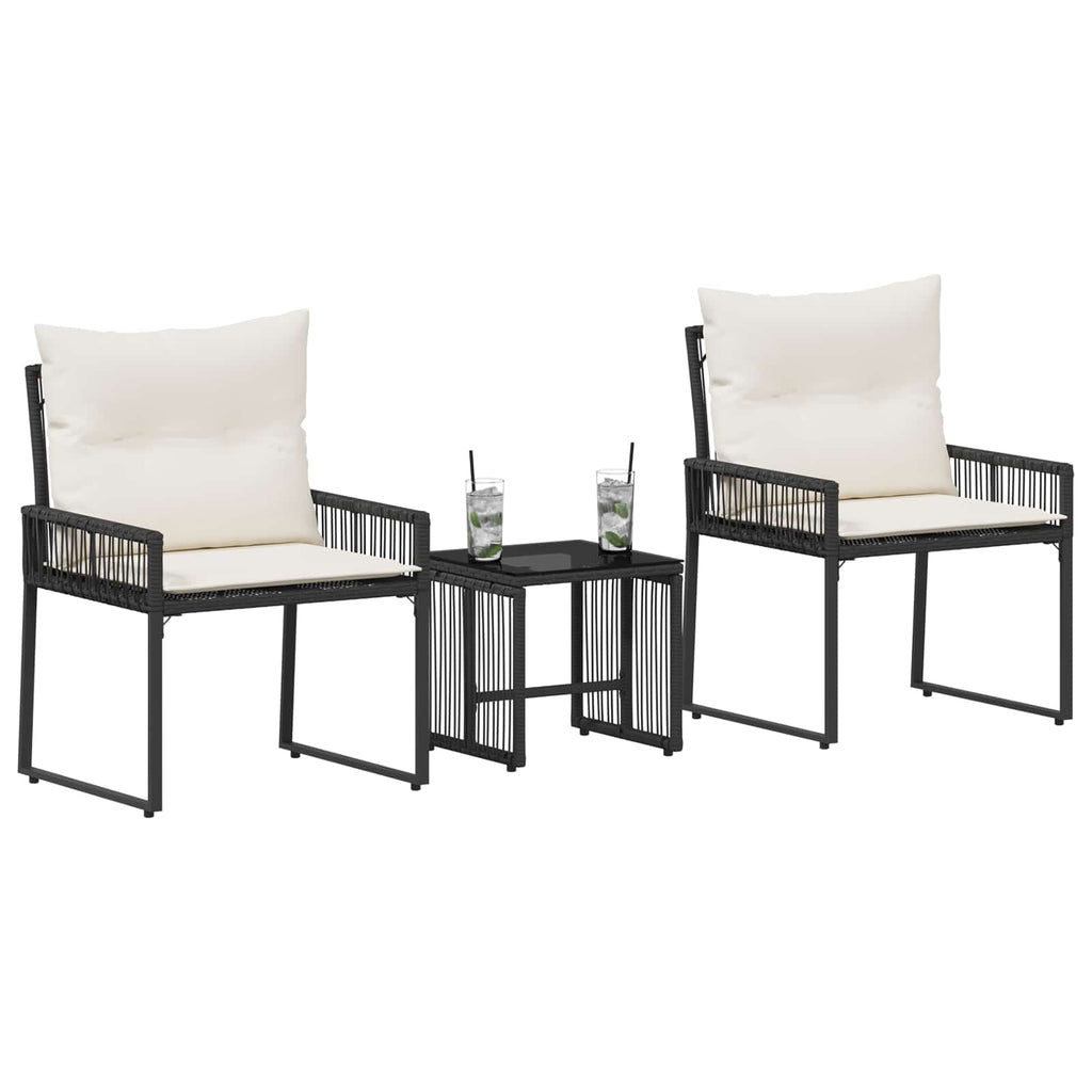 vidaXL Gartenmöbel Set 7 pcs Schwarz und Cremeweiß Poly-Rattan