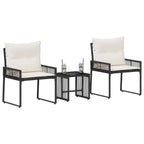 vidaXL Gartenmöbel Set 7 pcs Schwarz und Cremeweiß Poly-Rattan
