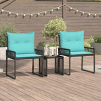 vidaXL Gartenmöbel Set mit Kissen 7 pcs Schwarz und Türkis Poly-Rattan