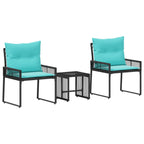 vidaXL Gartenmöbel Set mit Kissen 7 pcs Schwarz und Türkis Poly-Rattan