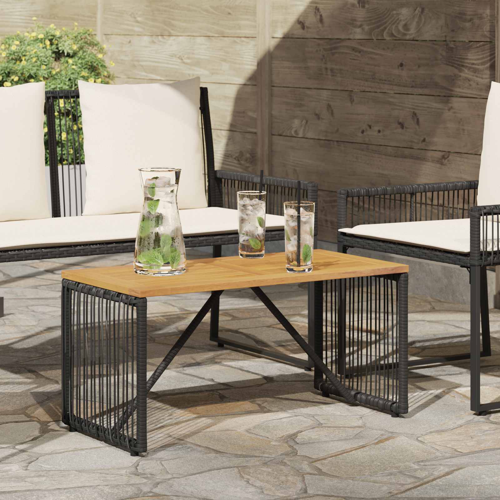 vidaXL Tisch für Outdoor Schwarz und Braun 80 x 40 x 40 cm Poly-Rattan