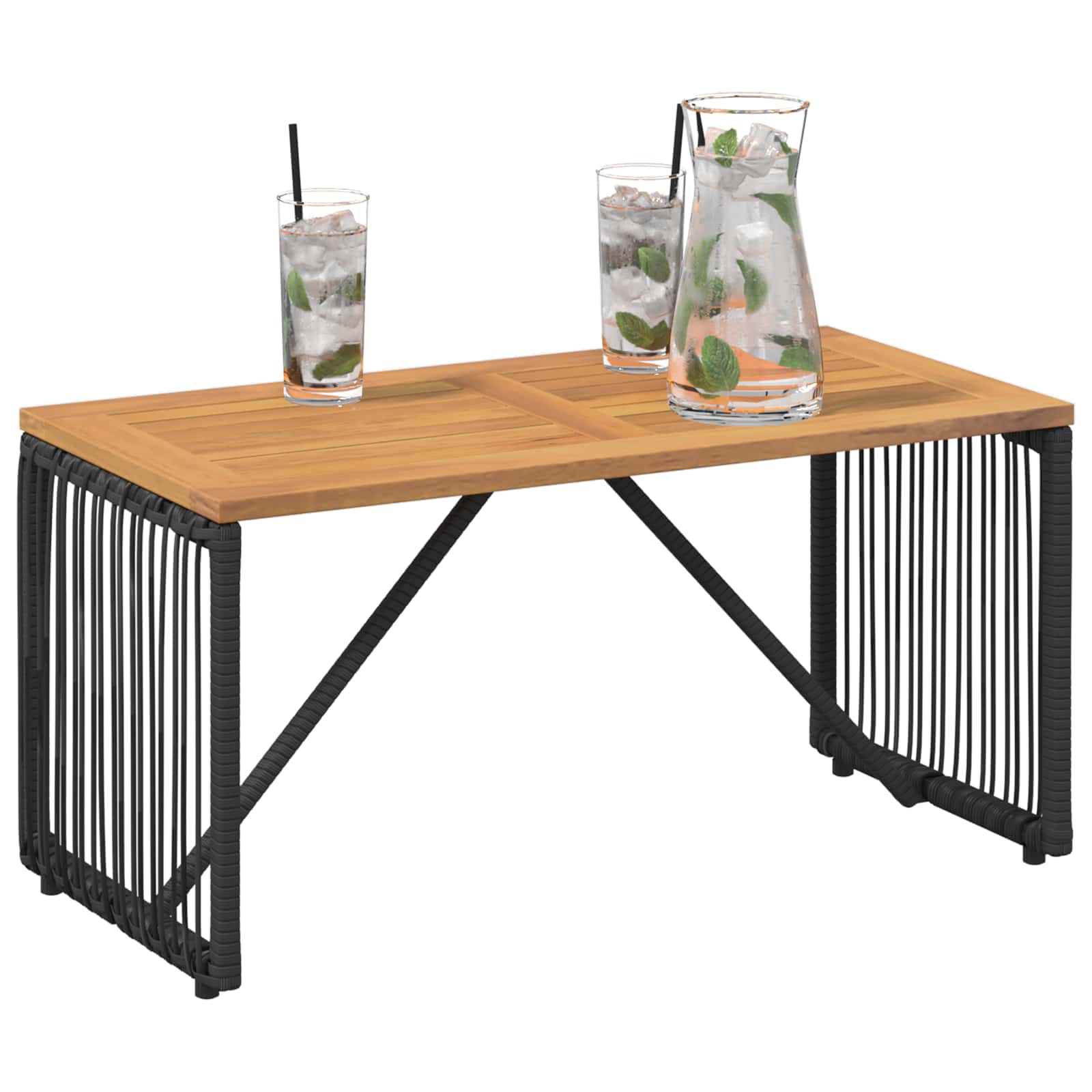 vidaXL Tisch für Outdoor Schwarz und Braun 80 x 40 x 40 cm Poly-Rattan