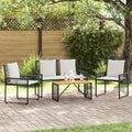 vidaXL Gartenmöbel-Set mit Kissen 4 pcs Schwarz und Cremeweiß