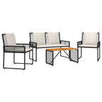 vidaXL Gartenmöbel-Set mit Kissen 4 pcs Schwarz und Cremeweiß
