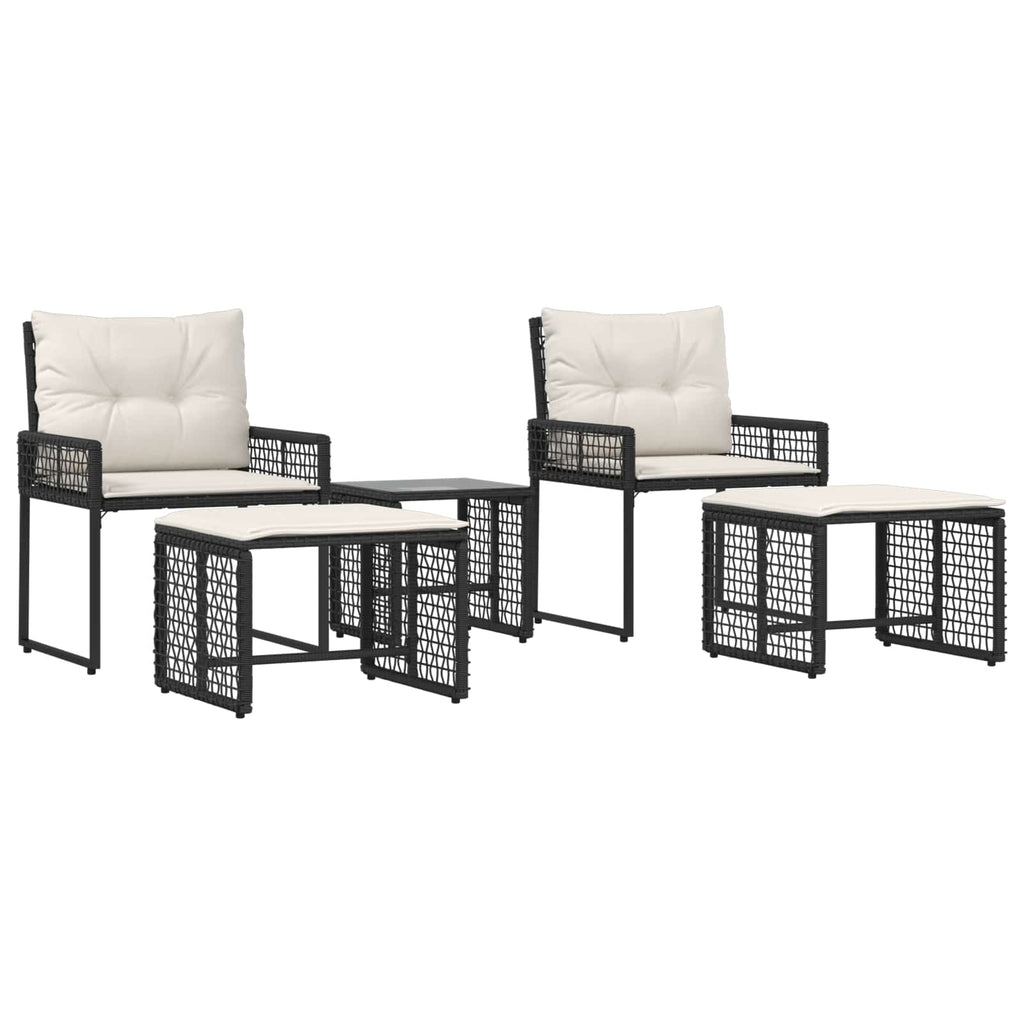 vidaXL Gartenmöbel-Set mit Kissen 5 pcs Schwarz und Weiß