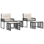 vidaXL Gartenmöbel-Set mit Kissen 5 pcs Schwarz und Weiß