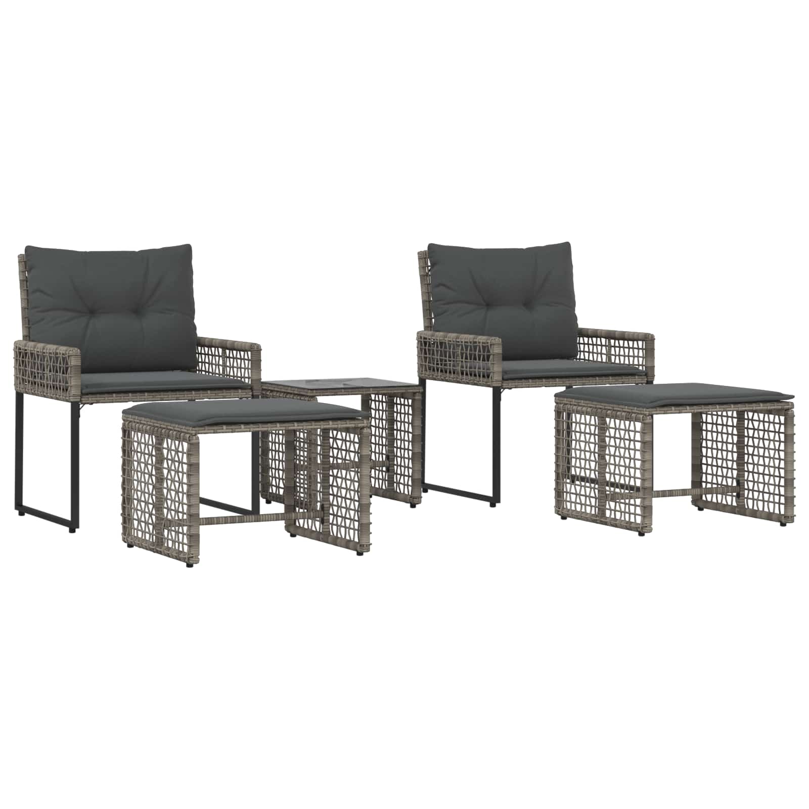 vidaXL Gartenmöbel-Set mit Kissen 5 pcs Grau